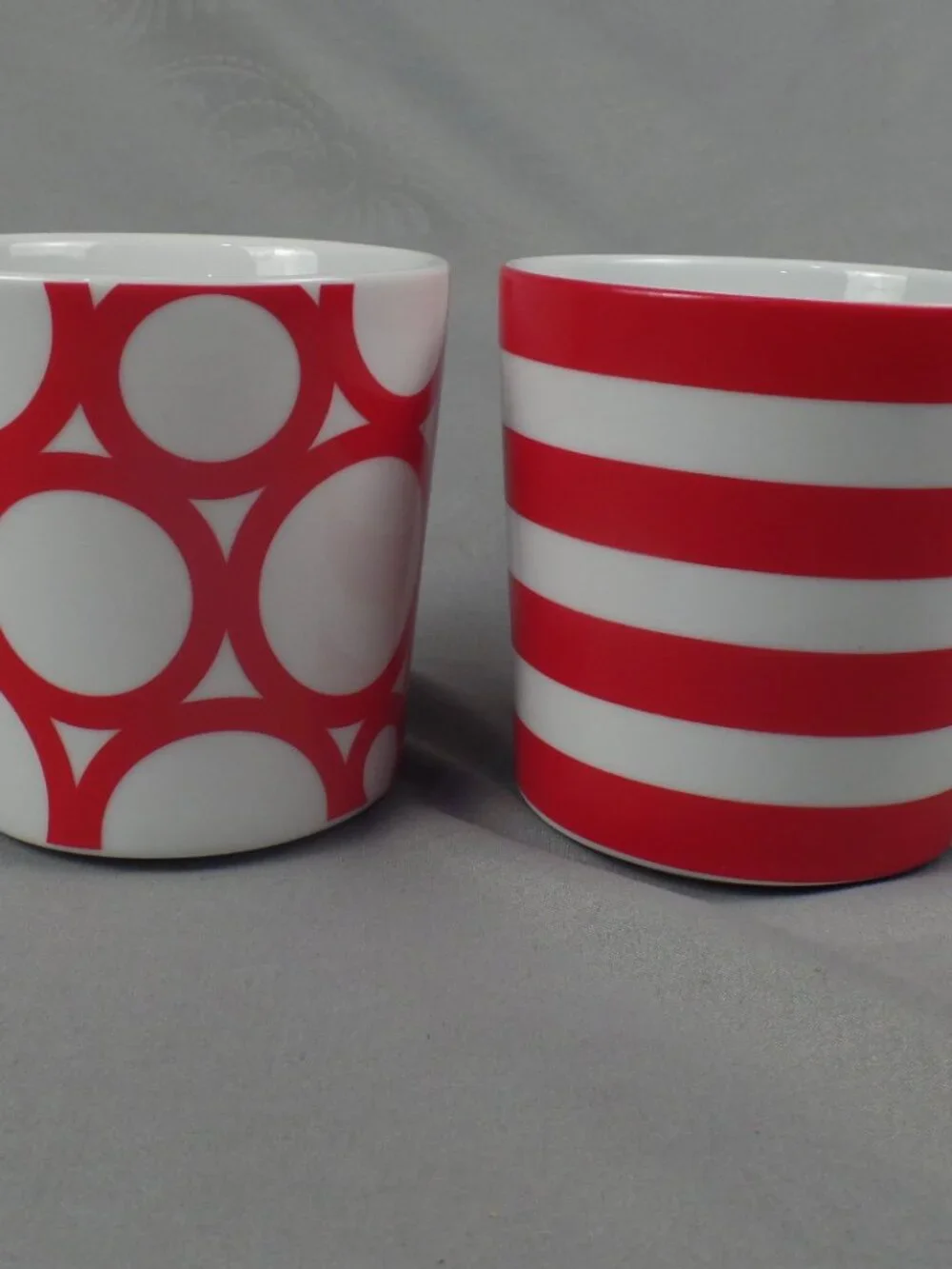 Crate & Barrel Red and White Mugs 4